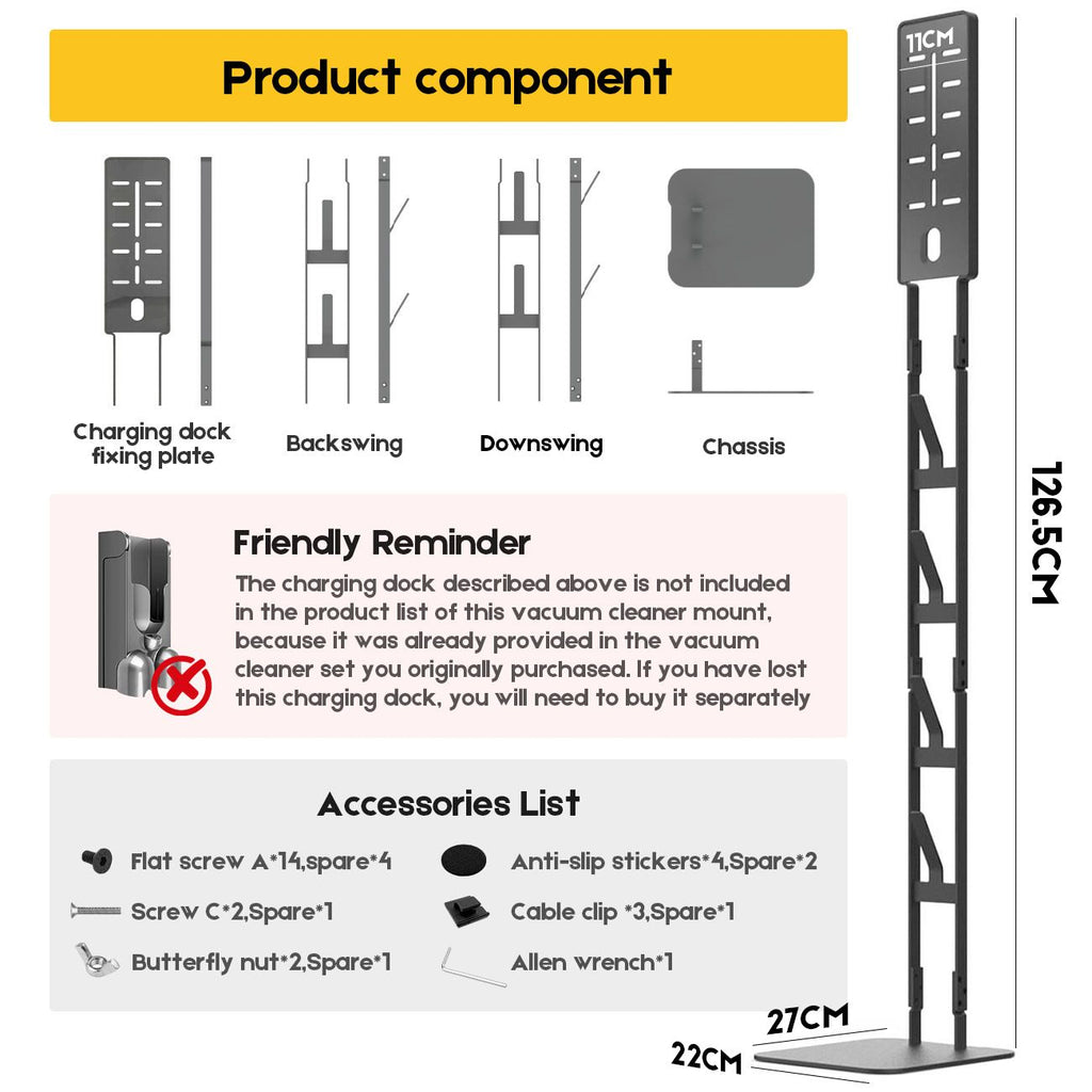 Mershine Universal Vacuum Stand for Dyson Cordless Vacuums – Fits All Models (V6–V16)