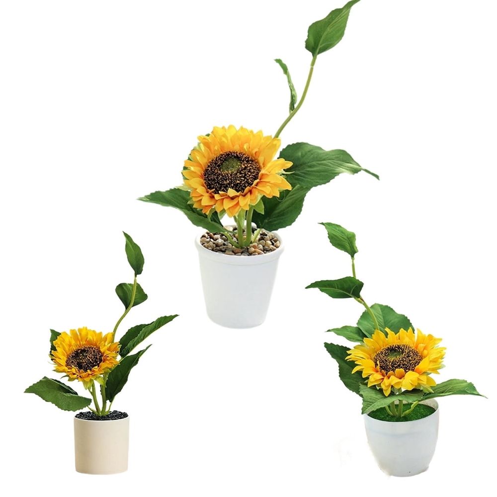 Artificial Potted Sunflower Plant – Vibrant Yellow Home & Table Decor