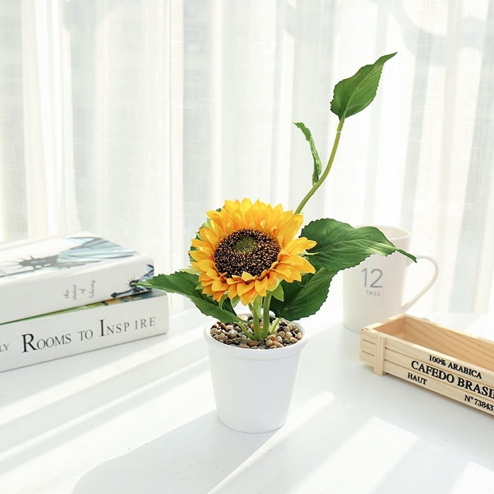 Artificial Potted Sunflower Plant – Vibrant Yellow Home & Table Decor